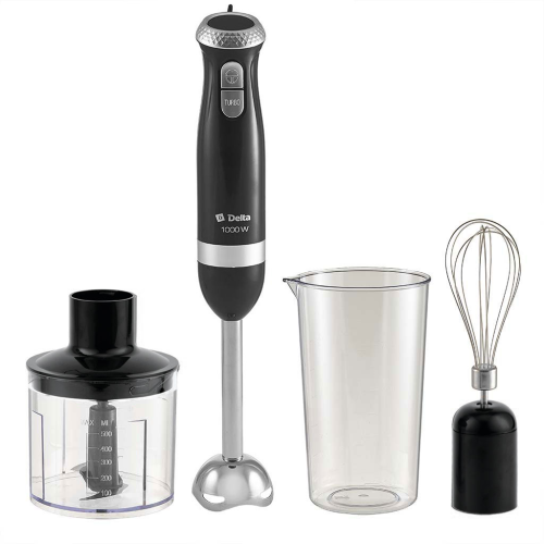 Блендер погружной 1000 Вт DELTA DL-7064B с измельчителем, венчиком, стаканом, черный