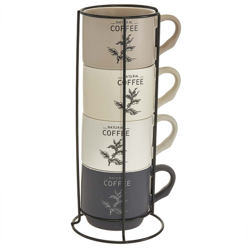 Набор кружек 4 предмета (350 мл) Natural coffee Ф11-054L/4 на металлической подставке