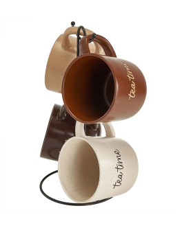 ROSARIO Набор кружек 4 предмета на металлической подставке (450 мл) Tea time Ф11-064L/4