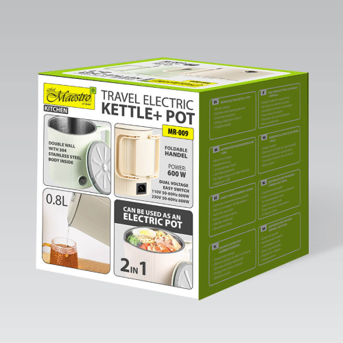 Дорожный электрический чайник + кастрюля MR-009-BEIGE