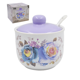 Lavenir Сахарница с ложкой Сиреневый букет 330 мл, 9,5 см HC200-P85