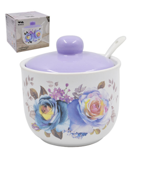 Lavenir Сахарница с ложкой Сиреневый букет 330 мл, 9,5 см HC200-P85 Lavenir Сахарница с ложкой Сиреневый букет 330 мл, 9,5 см HC200-P85