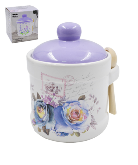 Lavenir Сахарница с ложкой Сиреневый букет 370 мл, 9 см HC205-Р85 Lavenir Сахарница с ложкой Сиреневый букет 370 мл, 9 см HC205-Р85