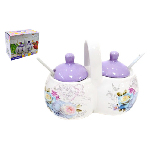 Соусница Lavenir "Сиреневый букет" 270/270 мл, 16*13*9,5 см HC230-P85 доломит