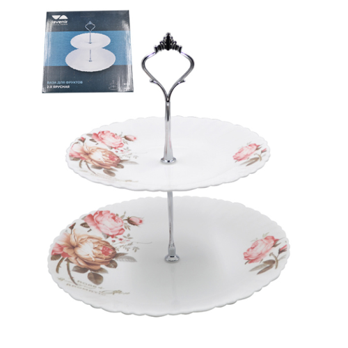 Ваза для фруктов 2-х ярусная Lavenir Чайные розы LXP2AT YF20032