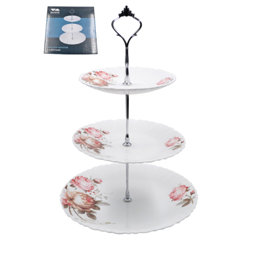 Ваза для фруктов 3-х ярусная Lavenir Чайные розы LXP3AT YF20032