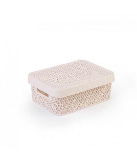 АЛЬТЕРНАТИВА Корзина с крышкой 11л Элемент М9018 БЕЖЕВЫЙ