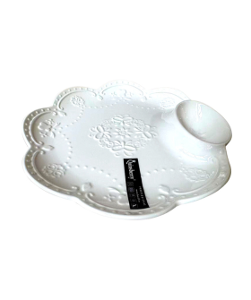 КОРАЛЛ Блюдо сервировочное с соусницей 25.5*25см 9083