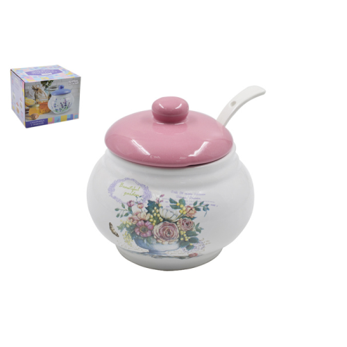 Сахарница Lavenir "Beautiful garden" 600 мл, 12,5 см HC210-K48 с ложкой доломит