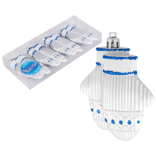 Набор елочных украшений Варежки (4шт) цвет: серебро 007449-SK