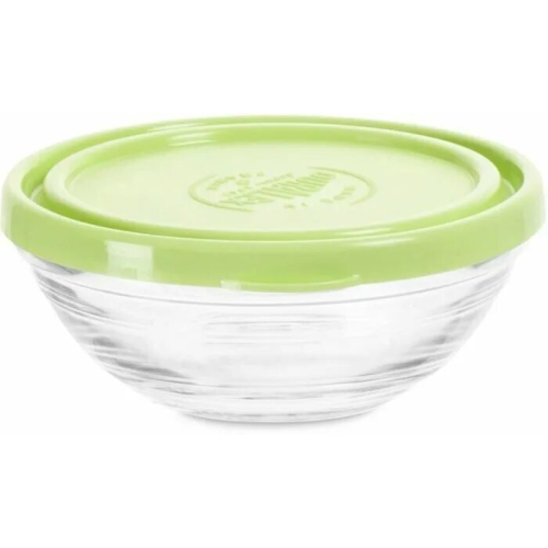 Салатник FRESHBOX 310мл 12см круглый с зелёной крышкой 9115AM12A1111