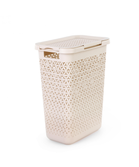 АЛЬТЕРНАТИВА Корзина для белья узкая 30 л. ЭЛЕМЕНТ М9084 БЕЖЕВЫЙ