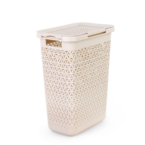 Корзина для белья узкая 30 л. АЛЬТЕРНАТИВА ЭЛЕМЕНТ М9084 БЕЖЕВЫЙ
