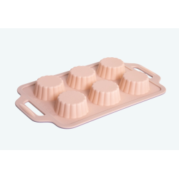 ATTRIBUTE Форма для выпечки мини кексов AURORA 6шт 34x19,5x3cм силиконовая с металлической рамкой ABA111