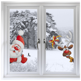 Наклейка интерьерная  Олень и Санта 109923-SK