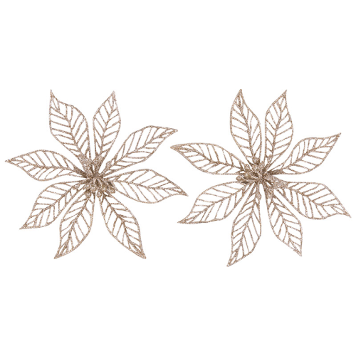 Украшение декоративное Пуансеттия (2шт) цвет золотой 108566-SK