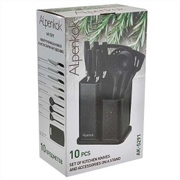 ALPENKOK Набор ножей и кухонных аксессуаров с доской АК-5291 черный гранит