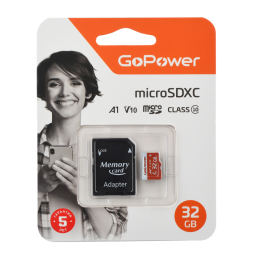 GoPower Карта памяти microSD GoPower 32GB Class10 UHS-I