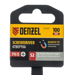 Denzel Отвертка, PH0х100 мм, S2, 3к рукоятка 121727
