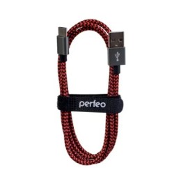 PERFEO Кабель USB2.0 A вилка - USB Type-C вилка, черно-красный 1 м. U4901