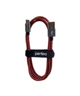 PERFEO Кабель USB2.0 A вилка - USB Type-C вилка, черно-красный 1 м. U4901