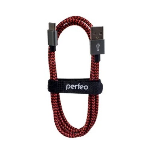 Кабель PERFEO USB2.0 A вилка - USB Type-C вилка, черно-красный, длина 3 м. U4902