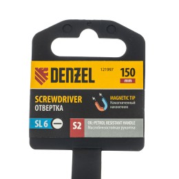 Denzel Отвертка, SL6x150 мм, S2, 3к рукоятка 121997