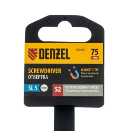 Denzel Отвертка, SL5x75 мм, S2, 3к рукоятка 121947
