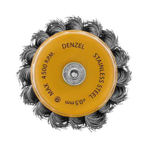 Щетка для дрели, 65 мм, Чашка, со шпилькой, нержавеющая крученая проволока Denzel 744643