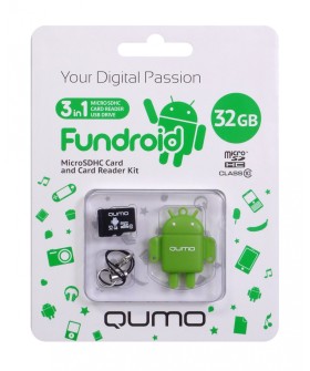 QUMO Комплект MicroSD 32GB CL 10 + USB картридер