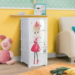 РОССПЛАСТ Комод КРАСОТКА БЕЛЫЙ 4 секции РП-451