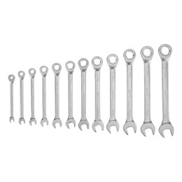 Denzel Набор ключей комбинированных трещоточных 6-19 мм, 12 шт., CrV, матовый хром 14722