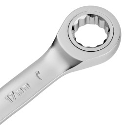 Denzel Ключ комбинированный трещоточный, 17 мм, CrV, матовый хром 14711