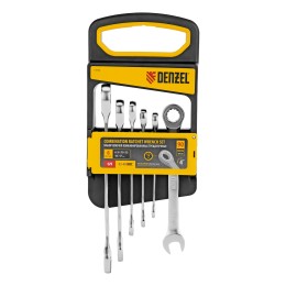 Denzel Набор ключей комбинированных трещоточных 6-17 мм, 6 шт., CrV, матовый хром 14720