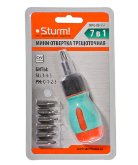 Sturm Отвертка трещоточная мини 7 в 1 1040-08-SS7