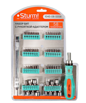 Sturm Отвертка с насадками, 58 предметов, мягкий чехол, CrV 1040-08-SS58