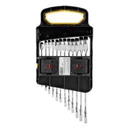 Denzel Набор ключей комбинированных трещоточных 6-19 мм, 12 шт., CrV, матовый хром 14722