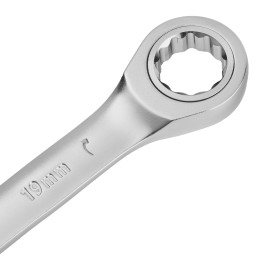 Denzel Ключ комбинированный трещоточный, 19 мм, CrV, матовый хром 14713