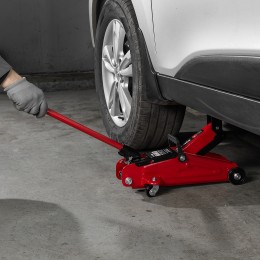 Matrix Домкрат гидравлический подкатной, 2 т, 140-340 мм, в пласт. кейсе 51081