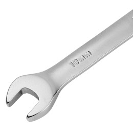 Denzel Ключ комбинированный трещоточный, 10 мм, CrV, матовый хром 14704