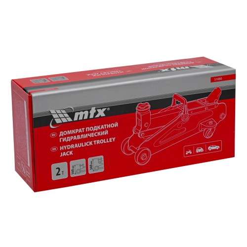 Домкрат гидравлический подкатной, 2 т, 140-340 мм MTX  51080
