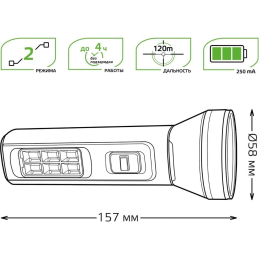 Фонарь ручной Gauss GFL102 черный 2Вт лам. светодиод.