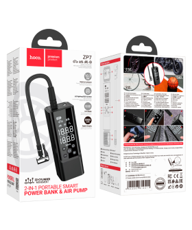 Hoco Автомобильный портативный компрессор ZP7 Maddy portable smart air pump (5000mAh) black