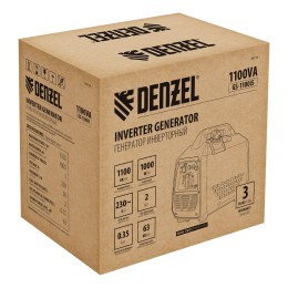 Denzel Генератор инверторный GS-1100iS, 1,1 кВт, 230 В, закрытый корпус, ручной старт 94718