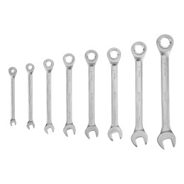 Denzel Набор ключей комбинированных трещоточных 6-19 мм, 8 шт., CrV, матовый хром 14721