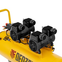 Denzel Компрессор безмасл. малошумный DLP-3000/100, 3 кВт, 2х1,5 кВт,100 л, 2850 об/мин,500 л/мин 58145