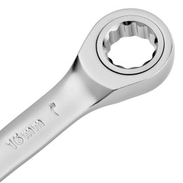 Denzel Ключ комбинированный трещоточный, 16 мм, CrV, матовый хром  14710