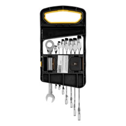 Denzel Набор ключей комбинированных трещоточных 6-19 мм, 8 шт., CrV, матовый хром 14721