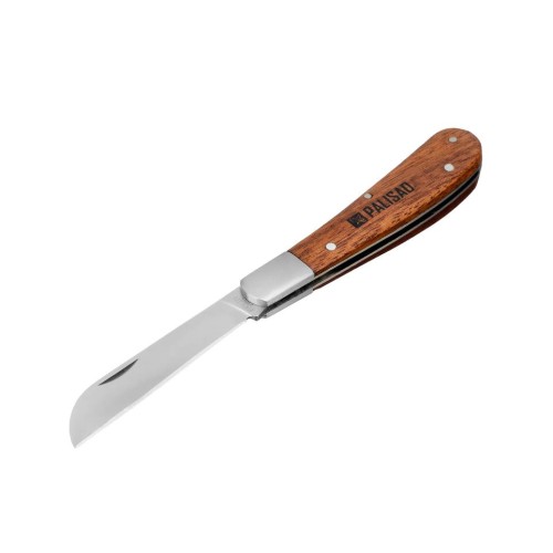 Нож садовый складной, прямое лезвие, 173 мм, деревянная рукоятка Palisad 790038