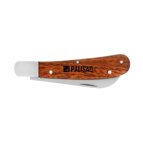 Нож садовый складной, прямое лезвие, 173 мм, деревянная рукоятка Palisad 790038